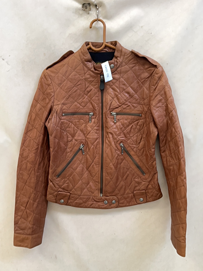 Brown Quilted Leather Jacket