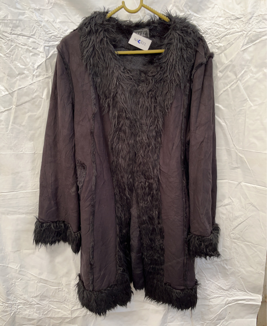 Grey Fur Trimmed Coat