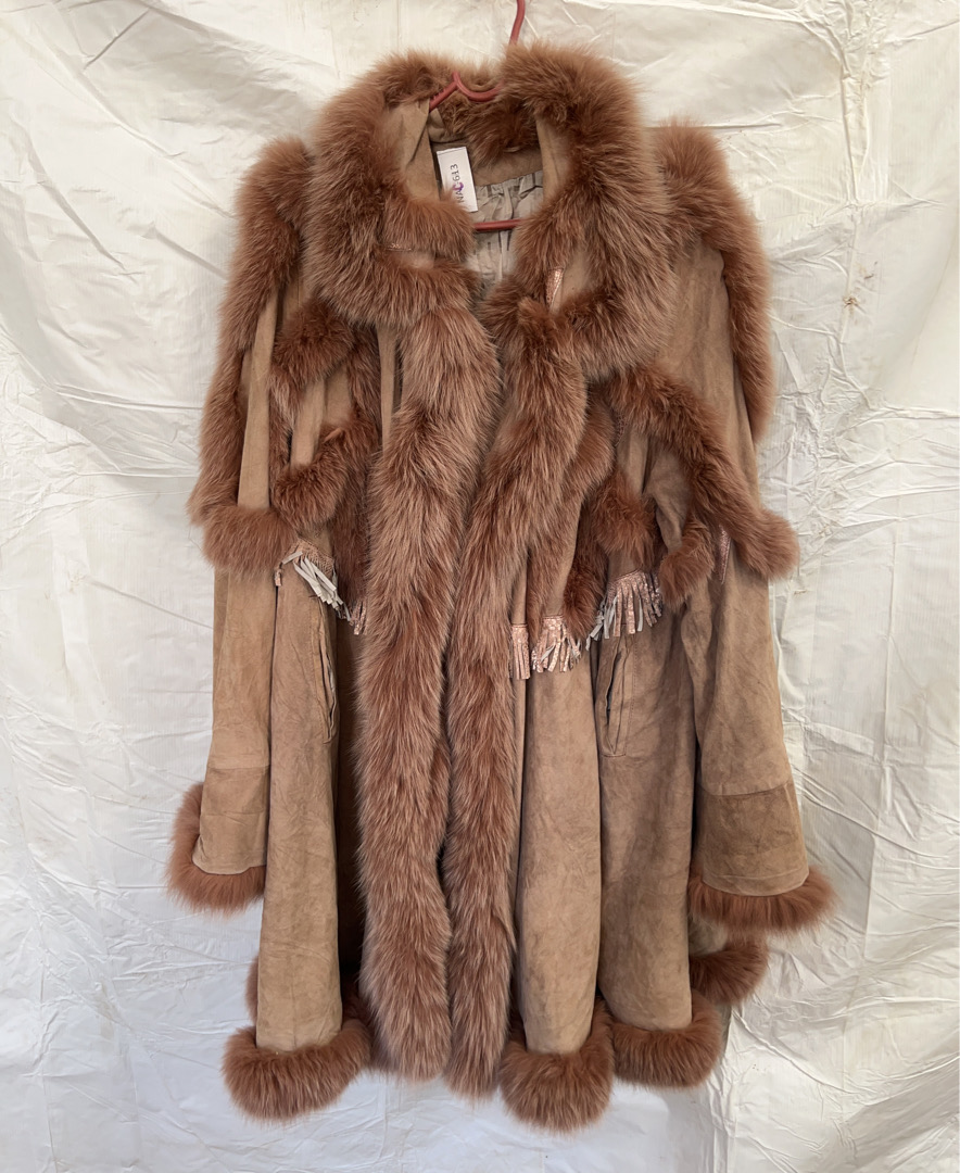 Brown Fur Trimmed Suede Jacket