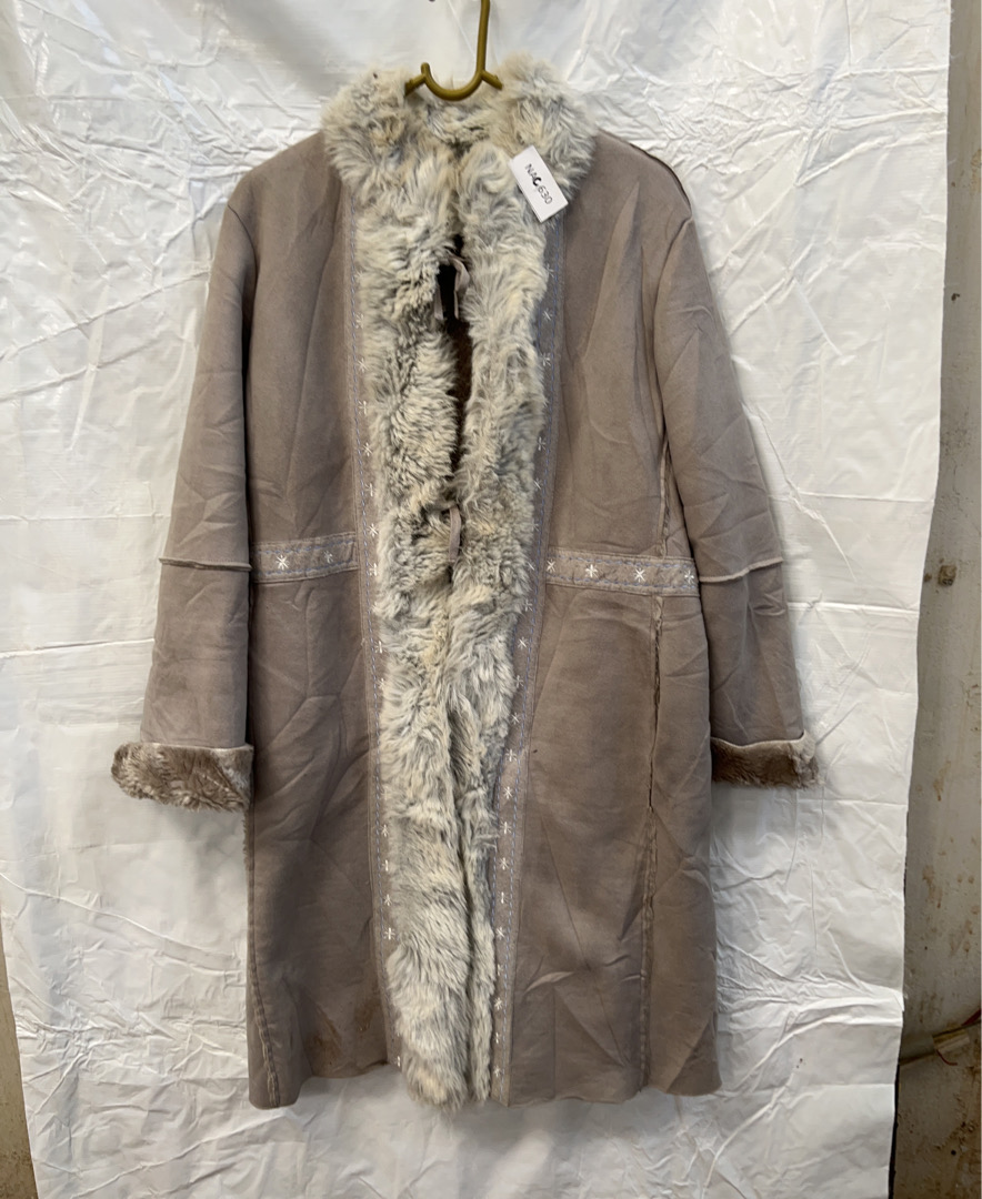 Taupe Fur-Trimmed Coat