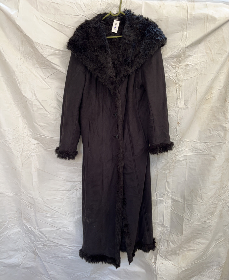 Long Black Fur Trimmed Coat