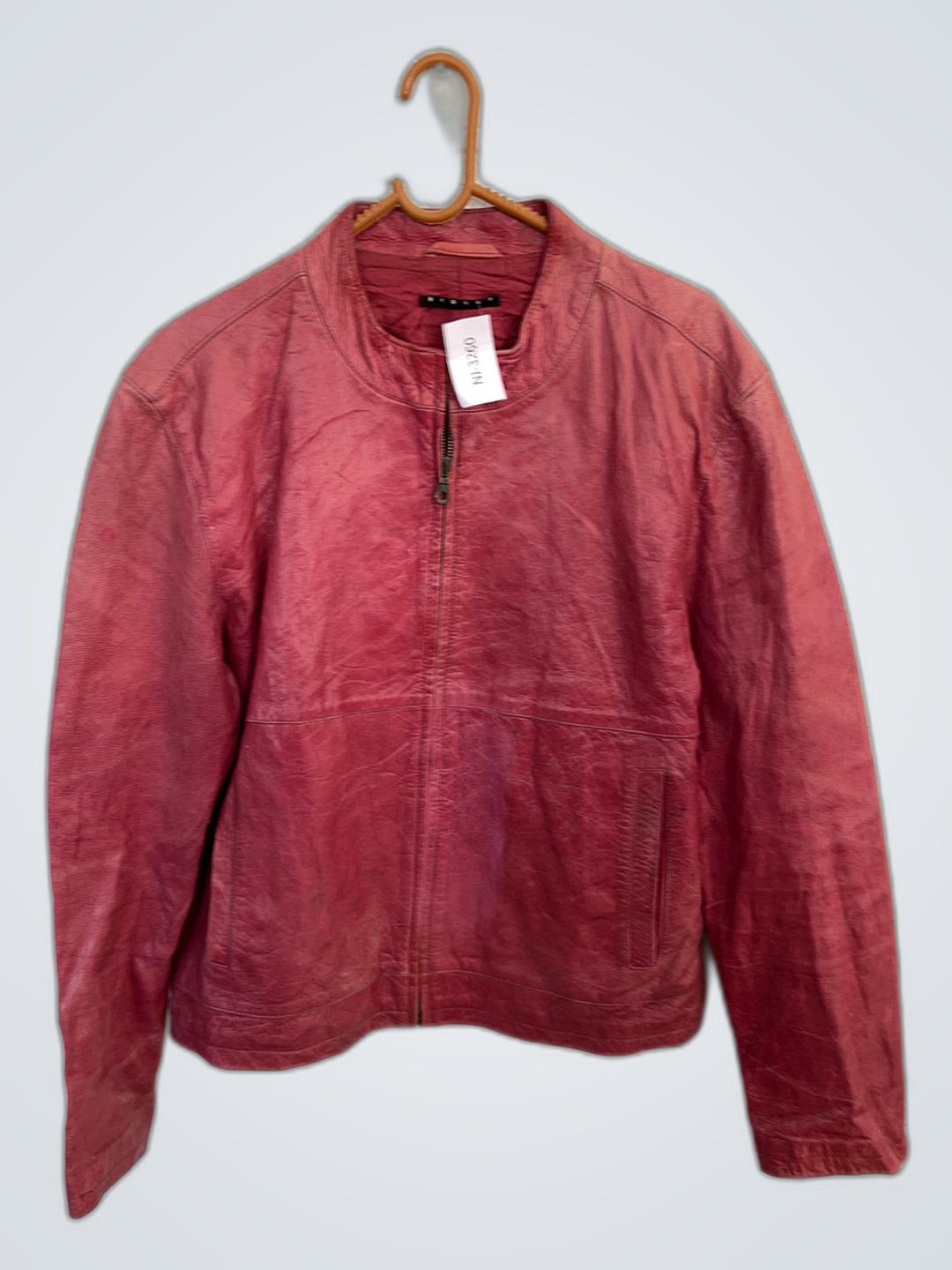 MUD Jeans Veste en cuir rouge