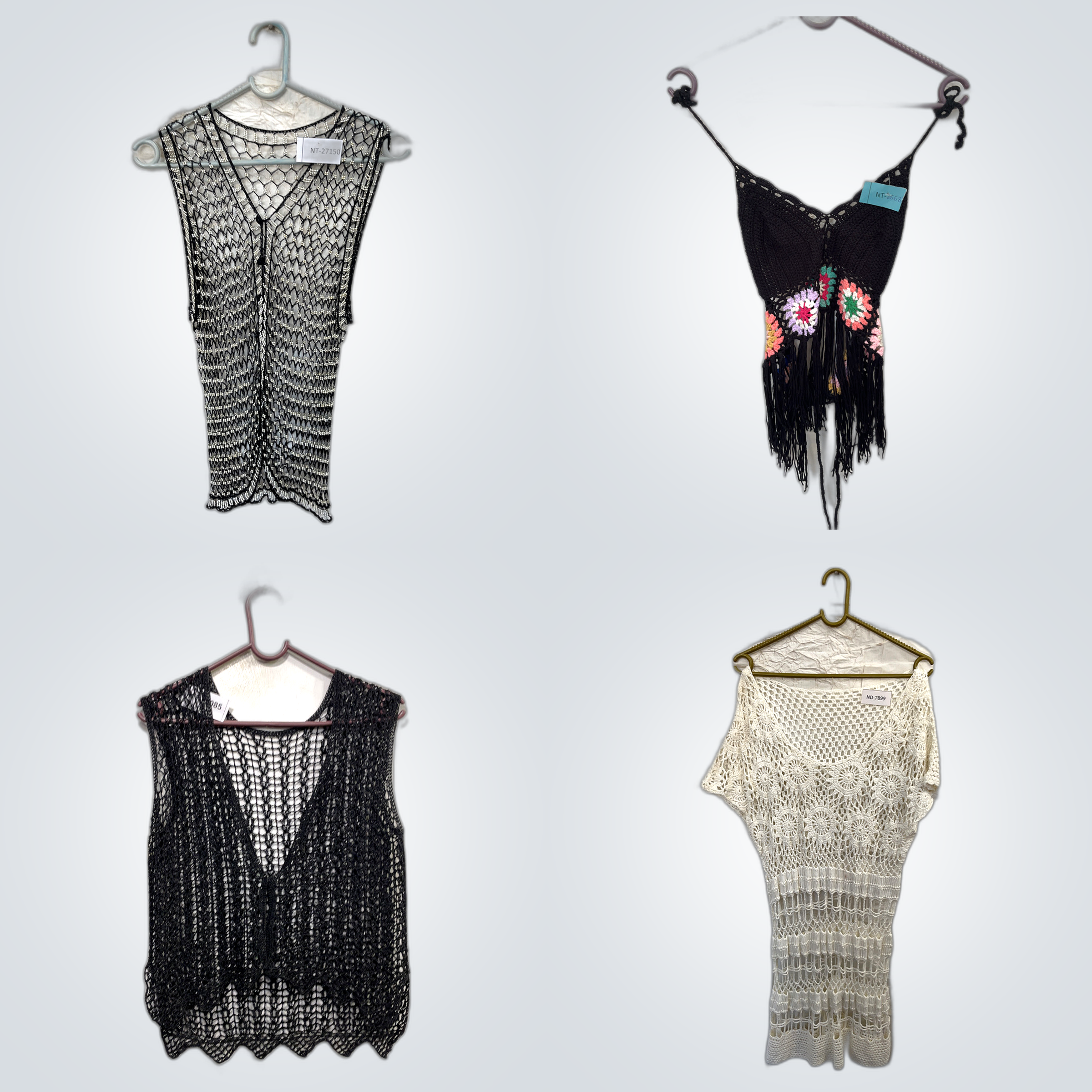 Crochet Chic Bundle : 8 PC non marqués Tops en den..