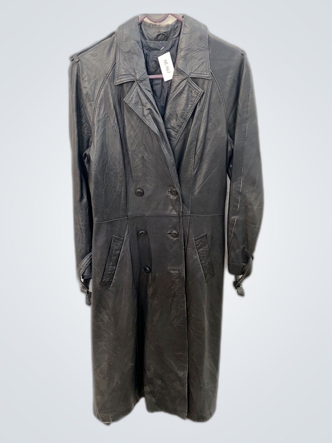 Trench Coat de Couro Preto