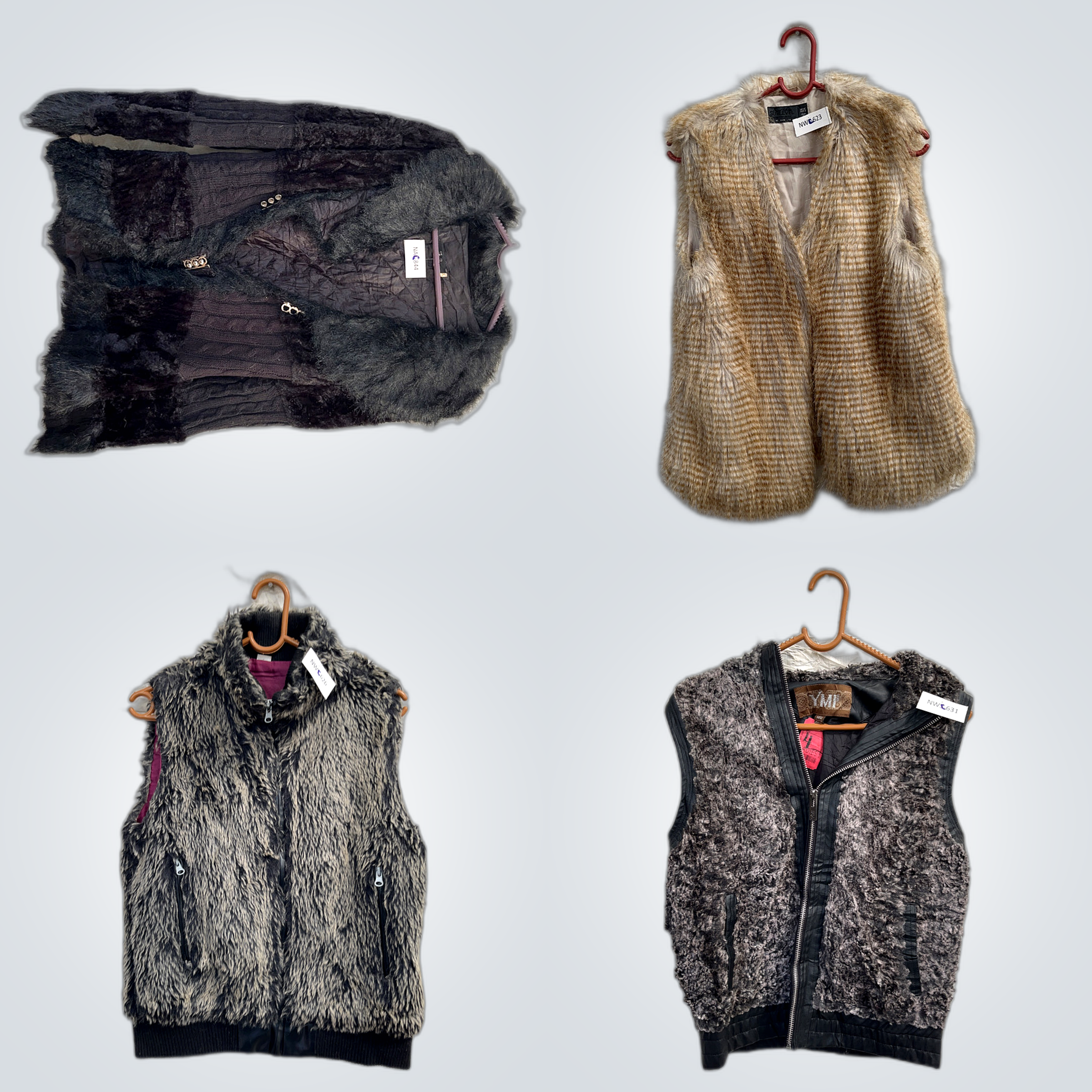 Fell-Weste Bundle - 10 Teile Mix aus Fuzzy, Spitze..