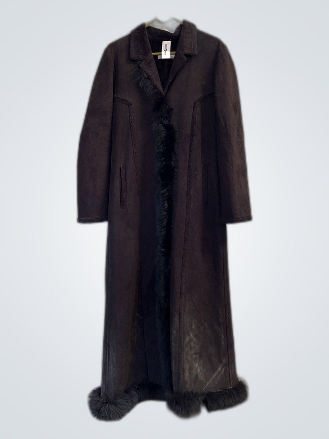 Long Brown Fur-Trimmed Coat