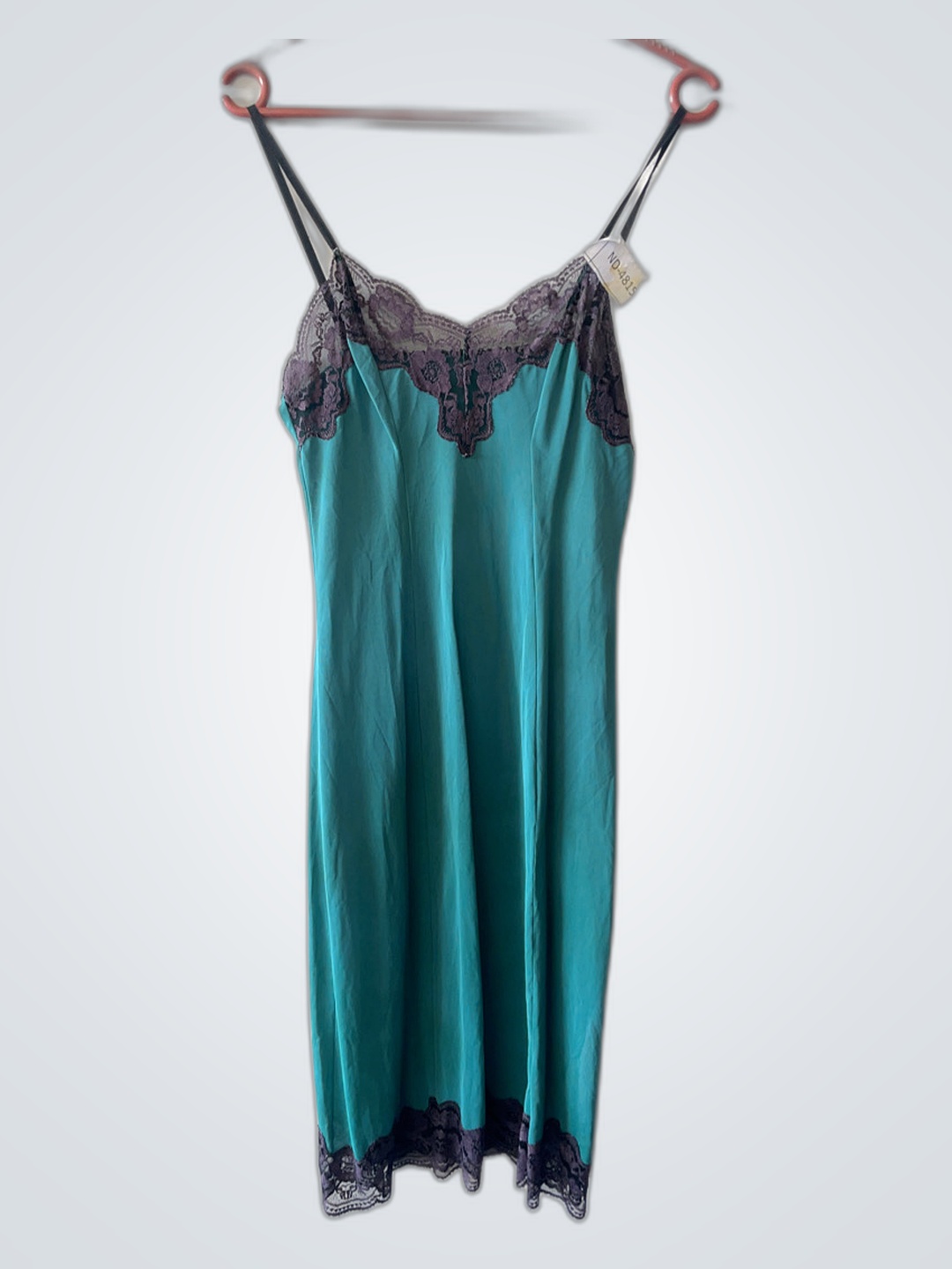 Teal Chemise with Lace Trim