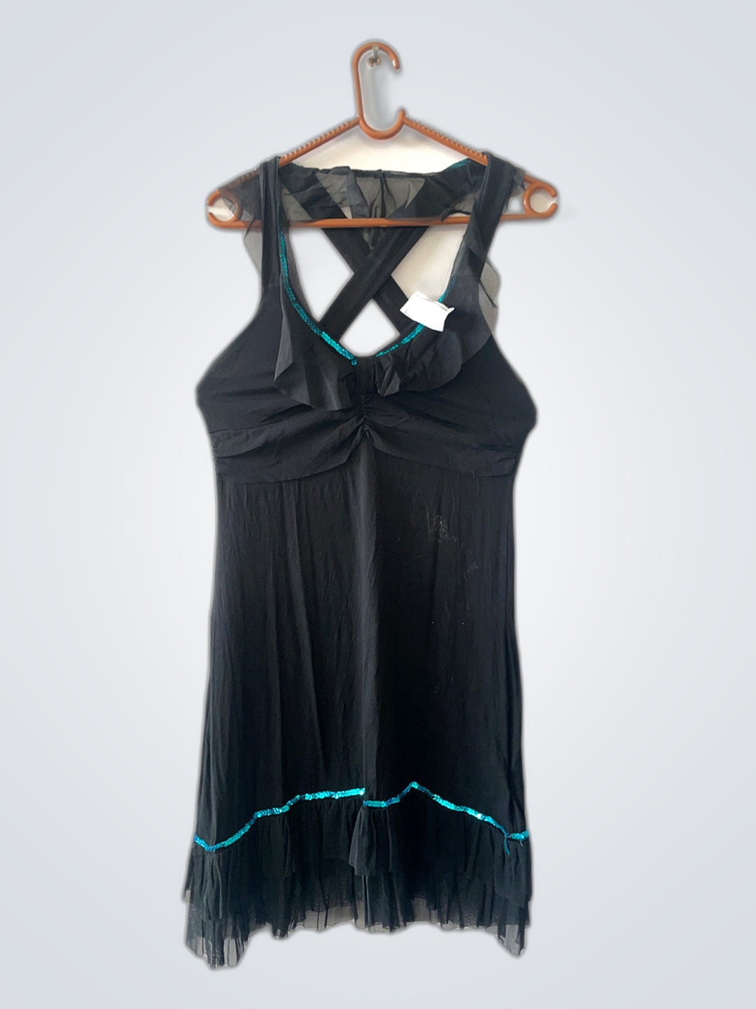 Black Dress with Blue Trim