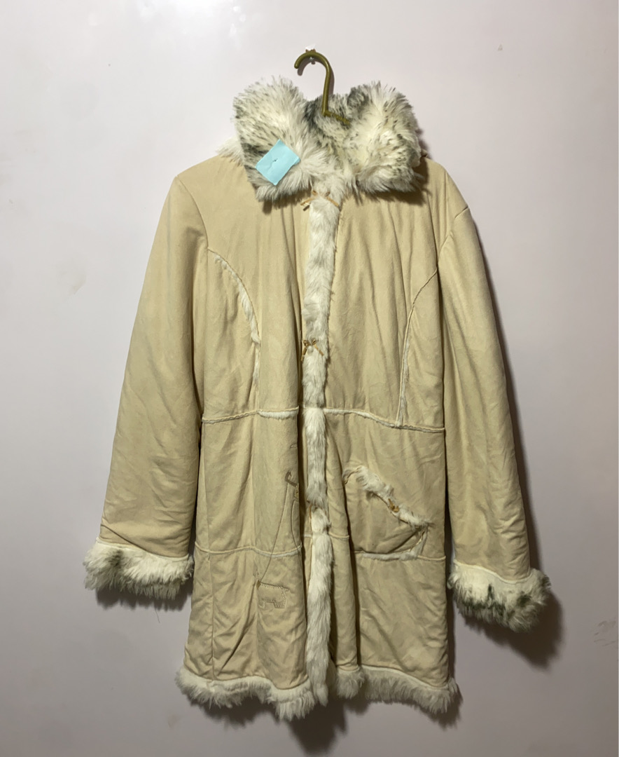 Tan Fur-Trimmed Winter Coat