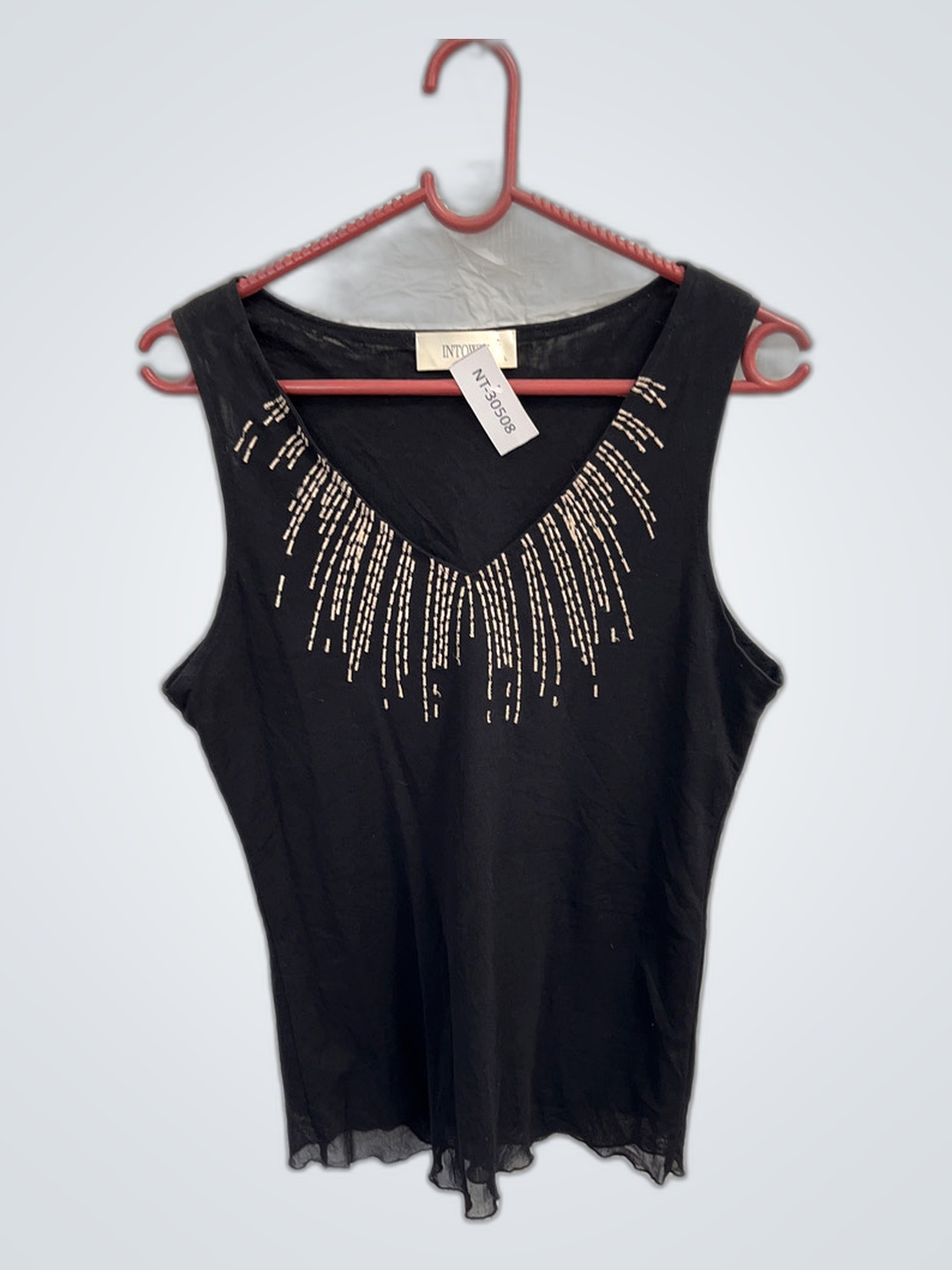 Débardeur en sequins noirs