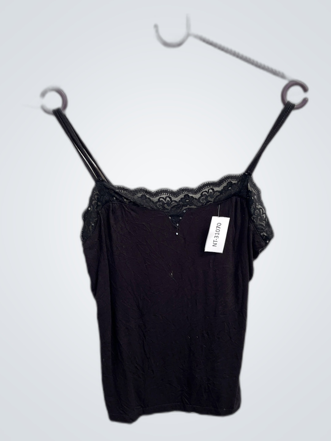 Camisa de Alças com Renda Preta