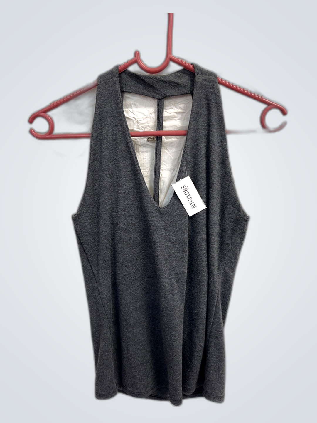 Camiseta de alça atrás cinza