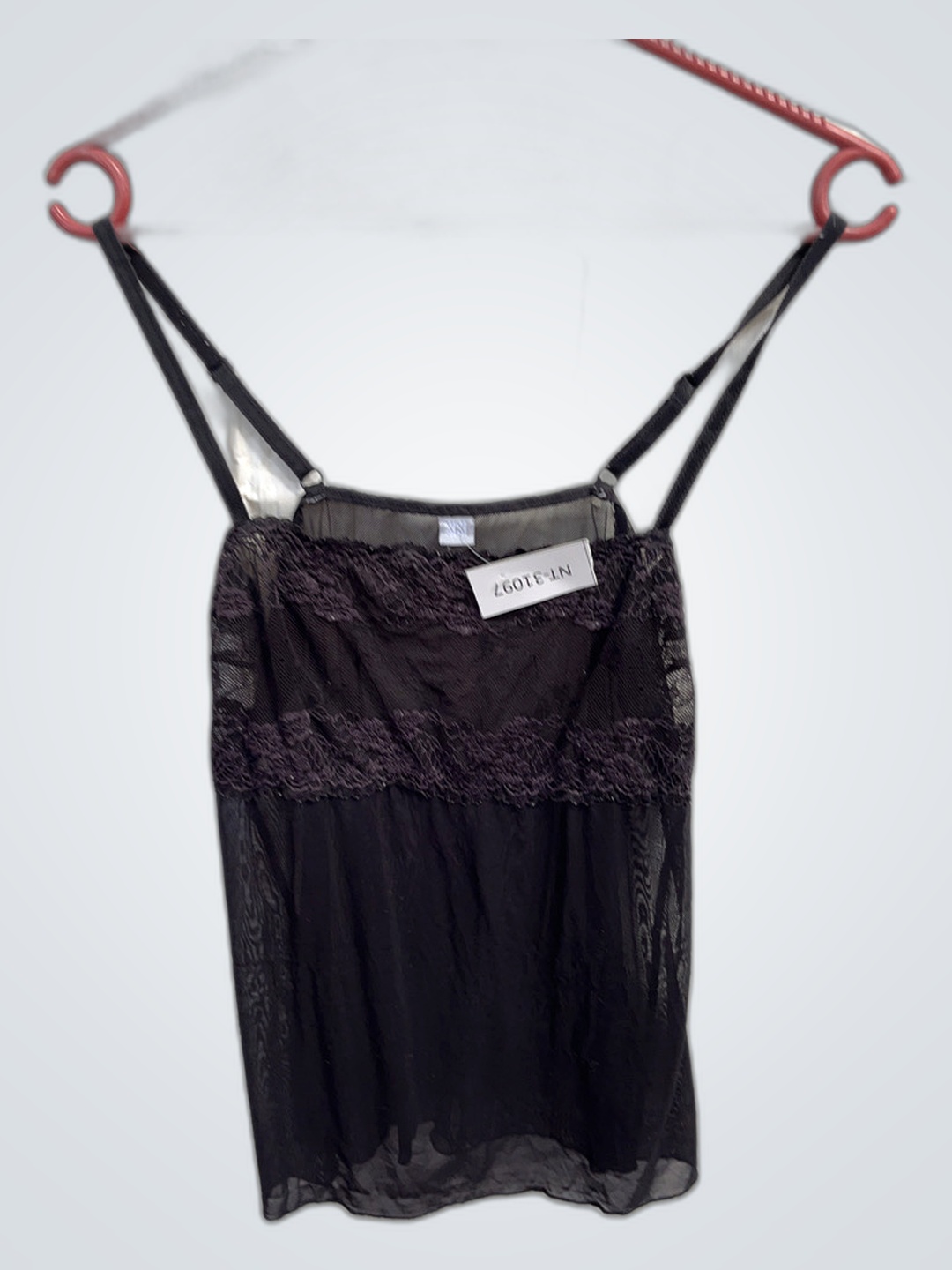 Top de Camisola de Renda Preta