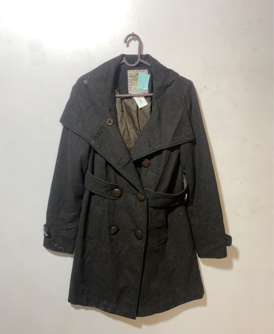 Gray Double-Breasted Trench Coat