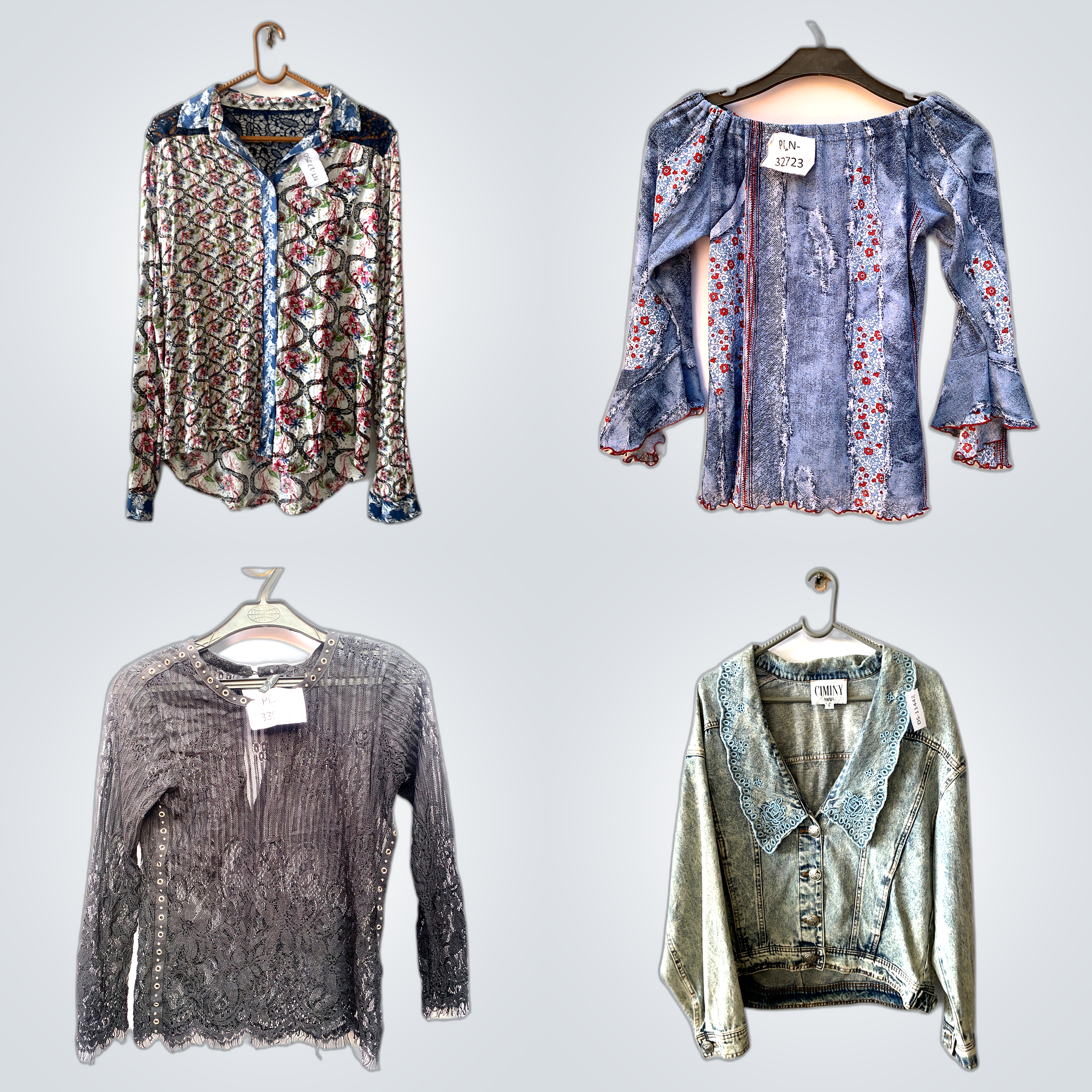 Printed Tops +Denim Jacket Mix ( FV020)