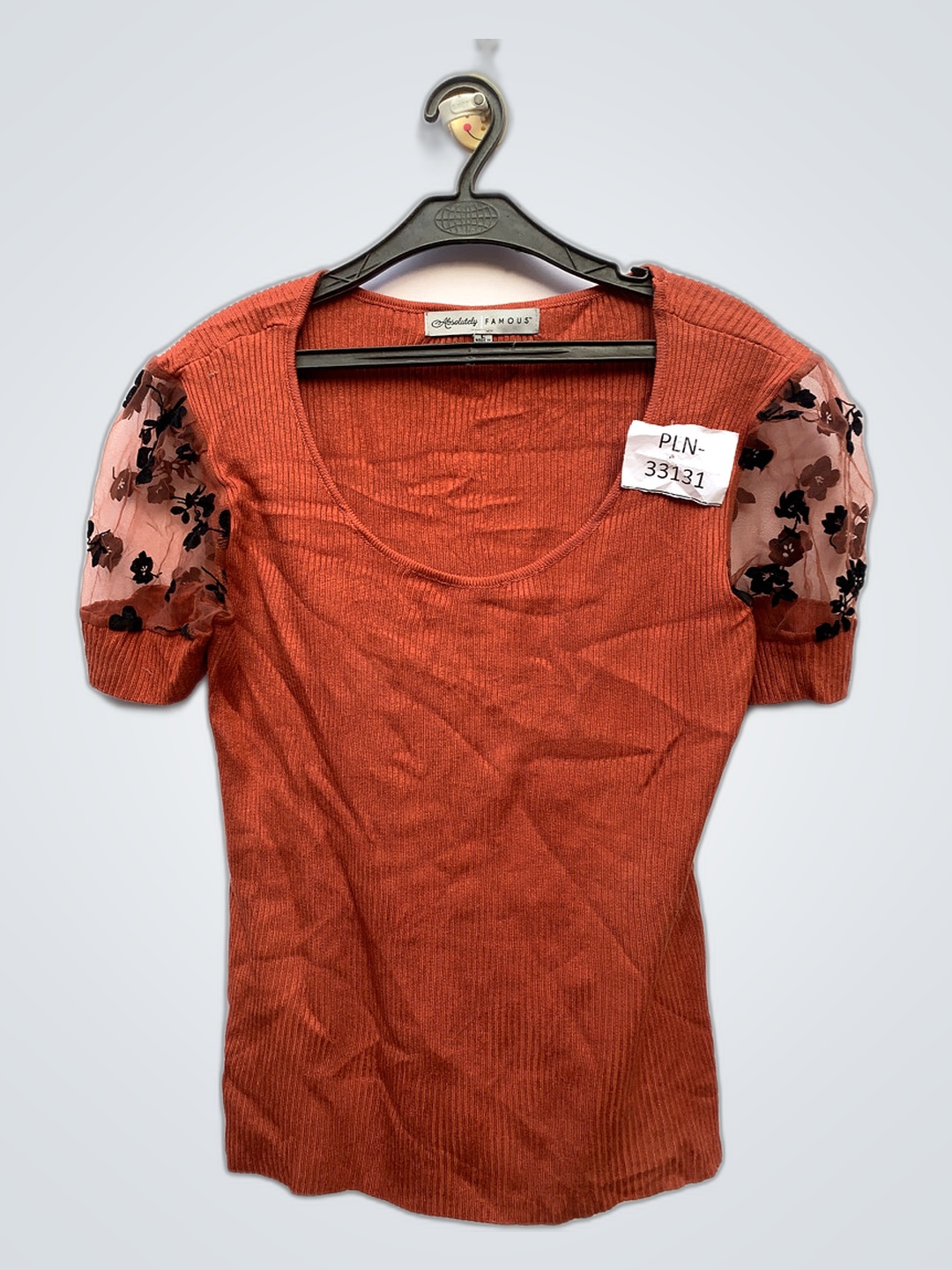 Absolutely Famous Rust Knit Top with She..