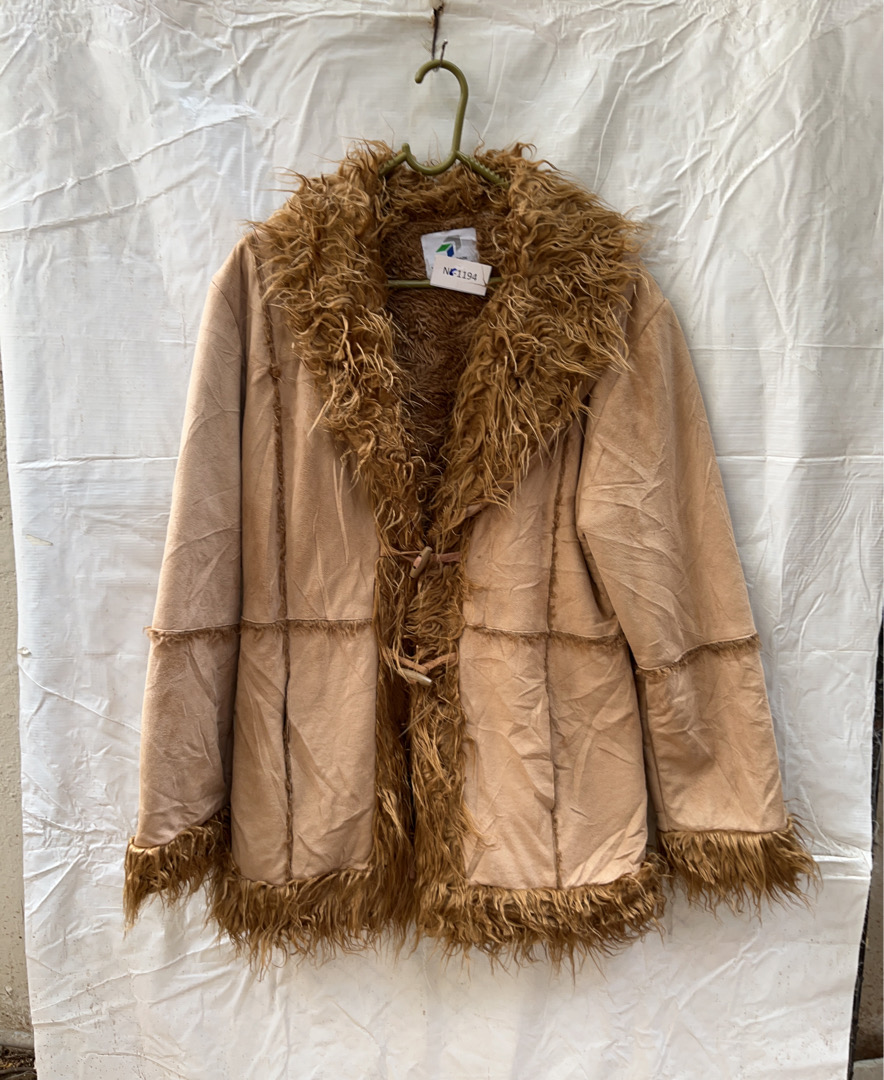 Tan Fur-Trimmed Coat