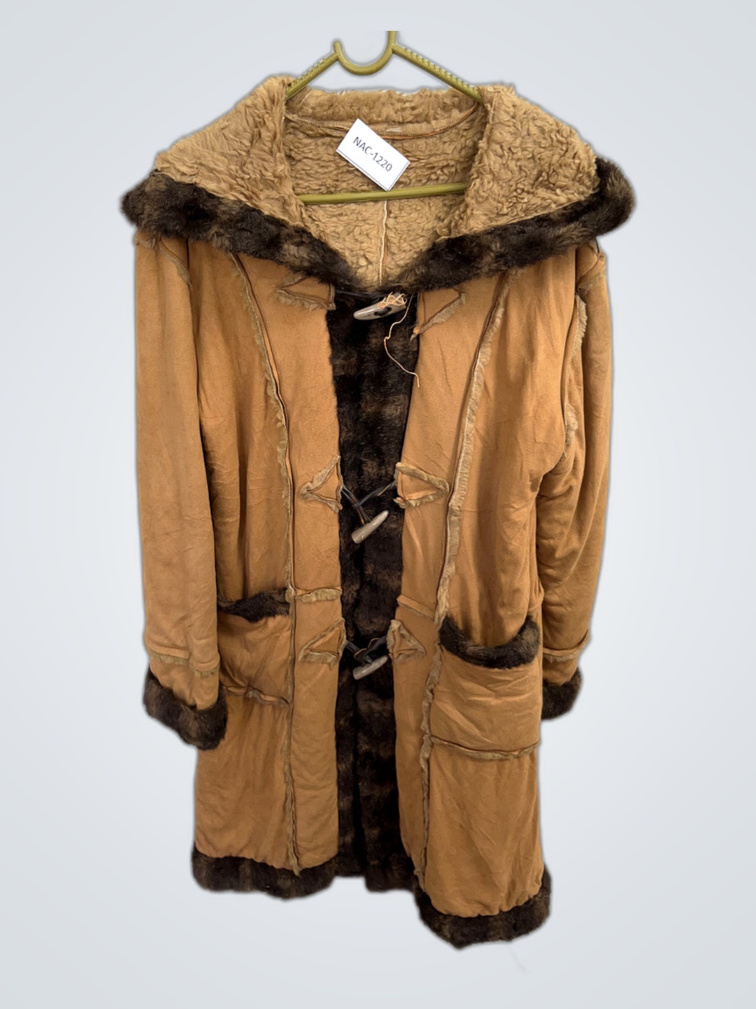 Unbranded Suede Coat with Fur Hood