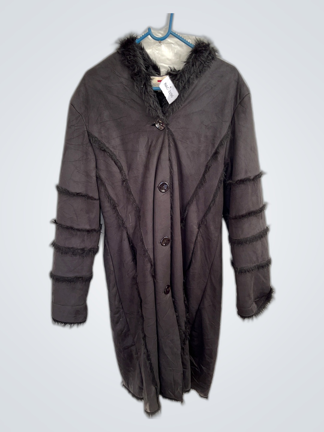 Dolce & Gabbana Black Fur Trim Suede Coat