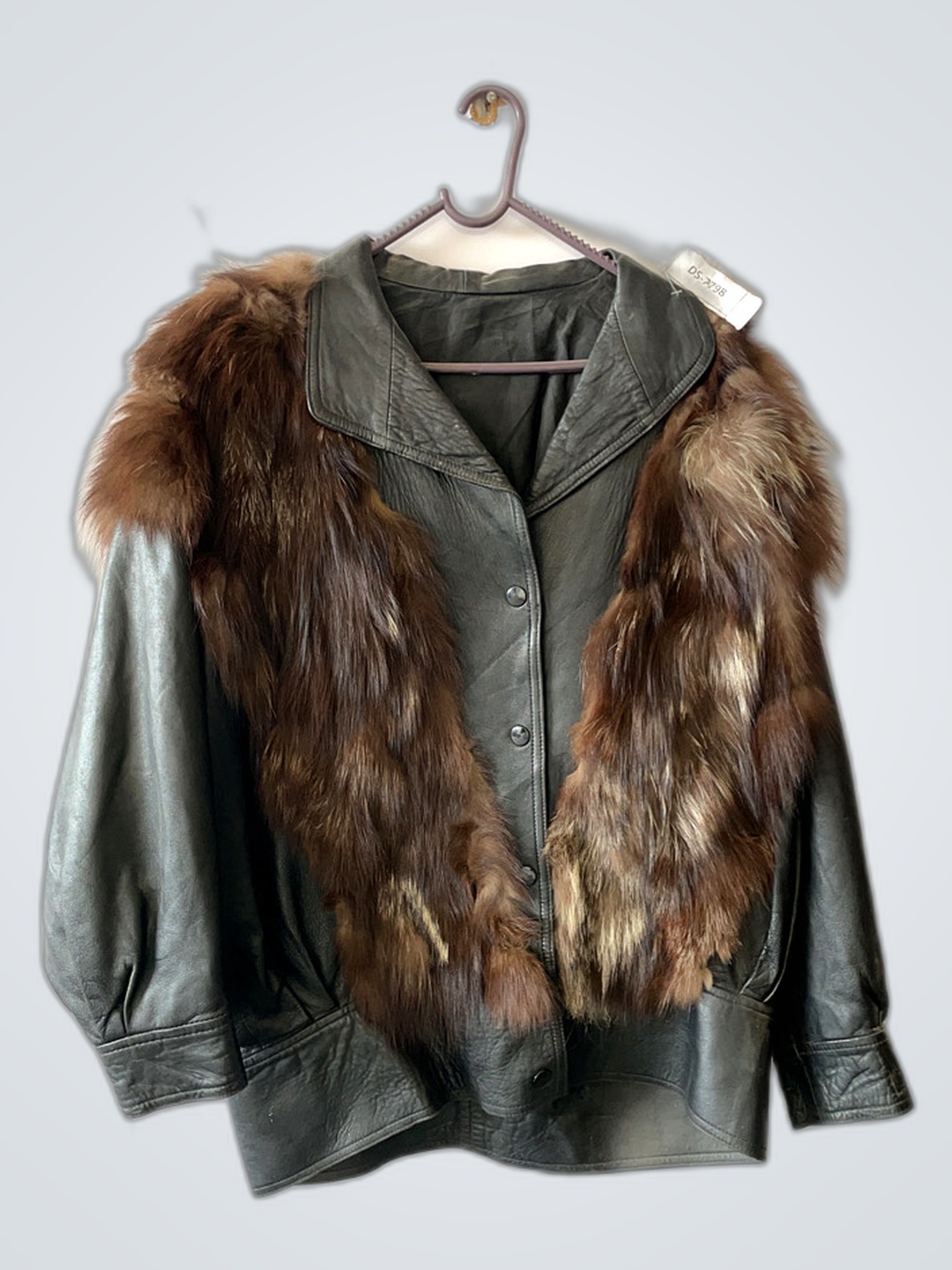 Leather Jacket with Fur Trim