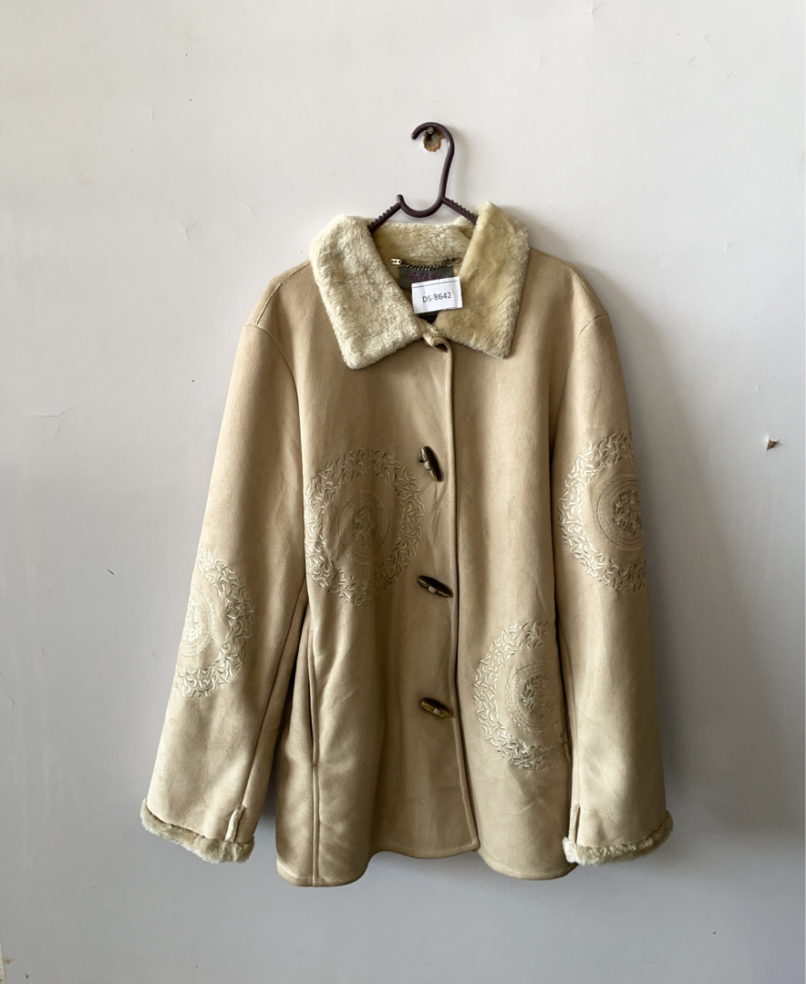 Antigone Beige Fur Trim Coat