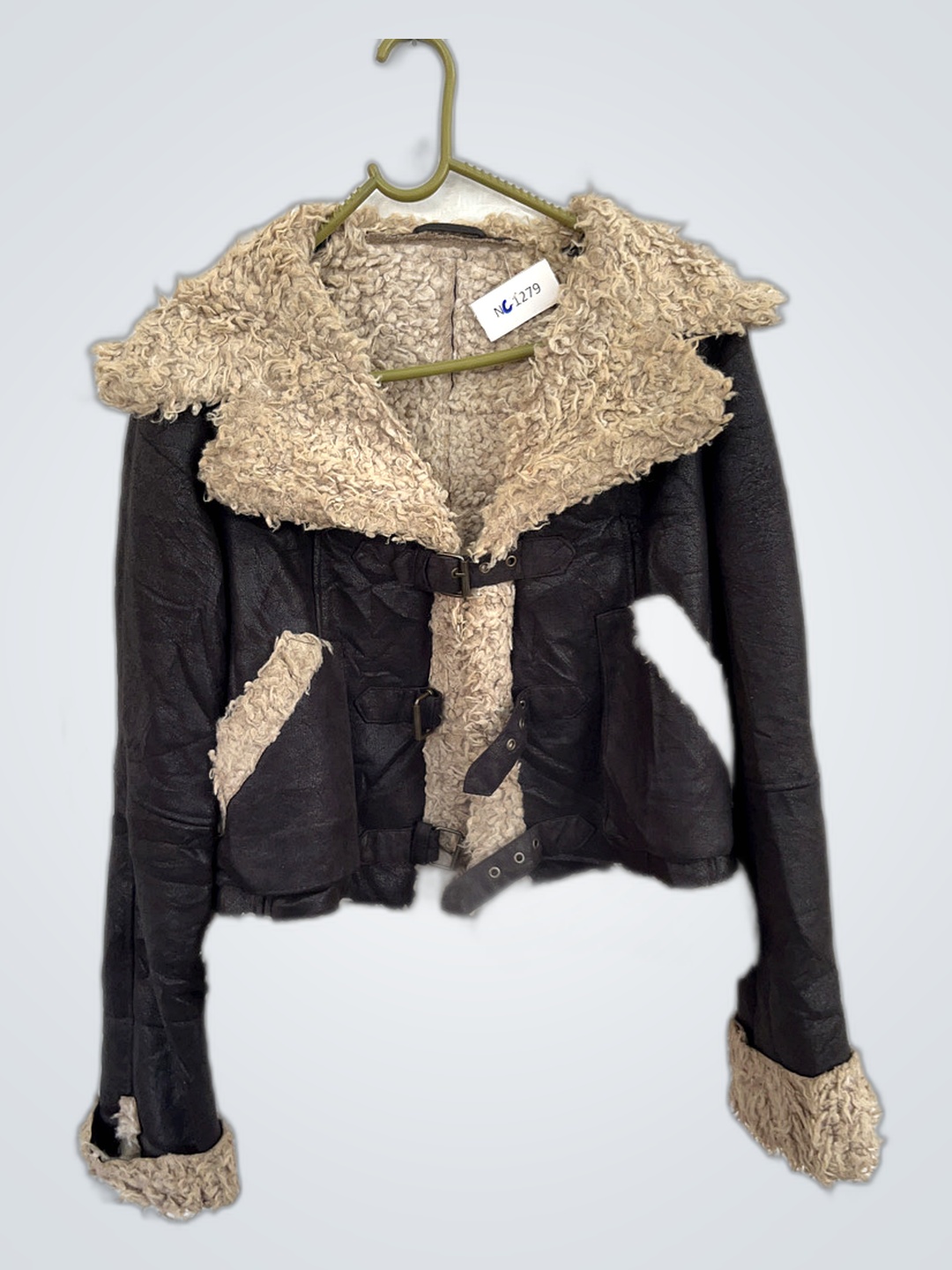 Black Leather Jacket with Fur Trim