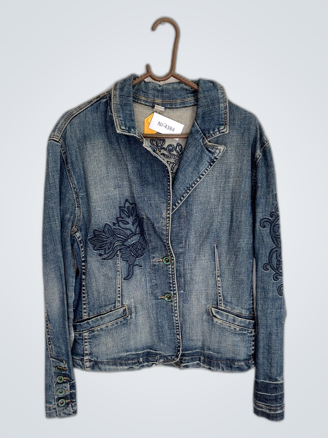 Denim Jacket with Floral Embroidery