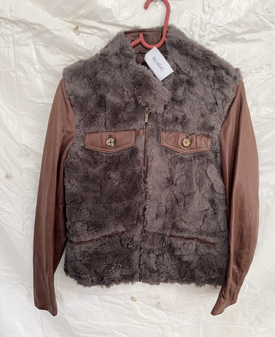 MEXX Brown Leather and Fur Jacket