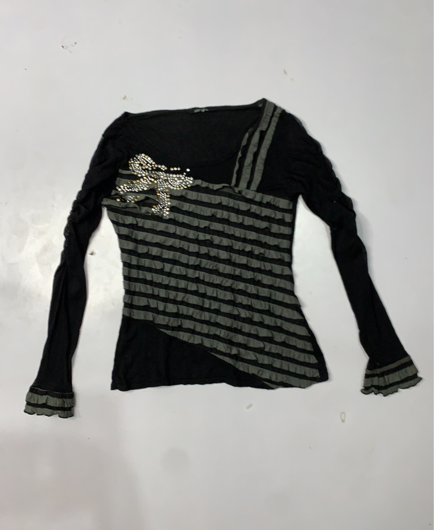 Xanaka Black Long Sleeve Top