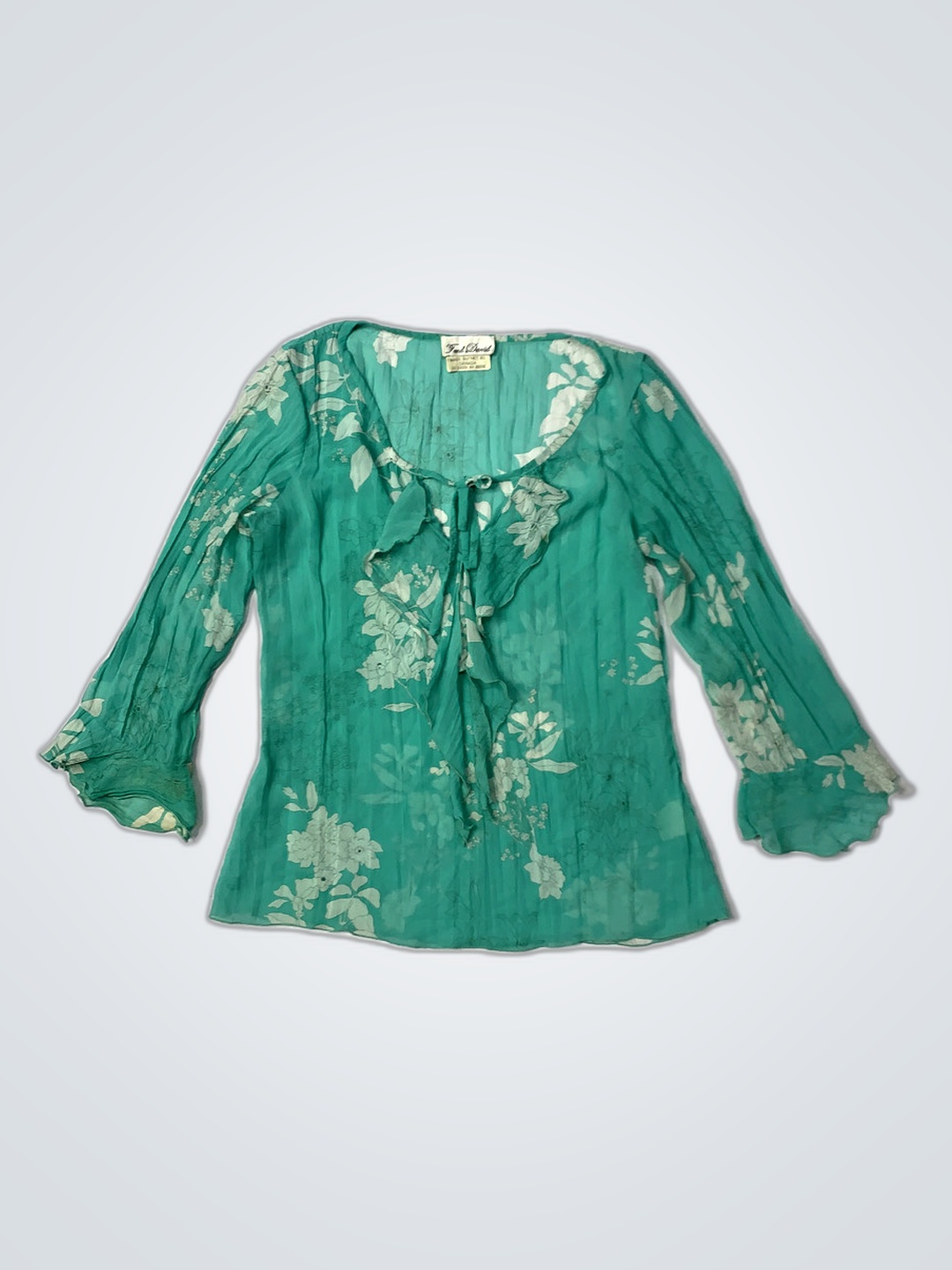 Fred David Teal Floral Blouse