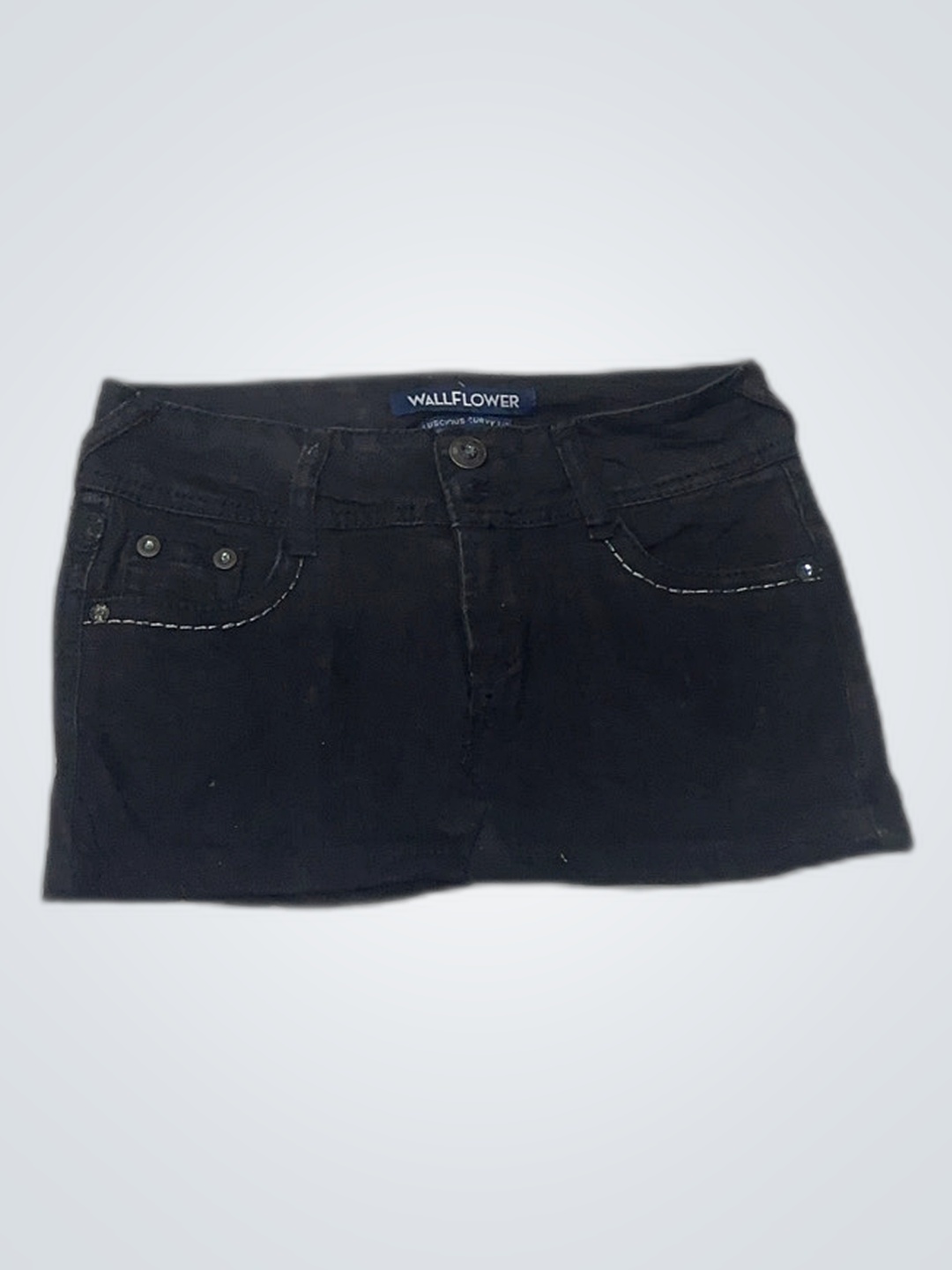 Wallflower Black Denim Mini Shorts