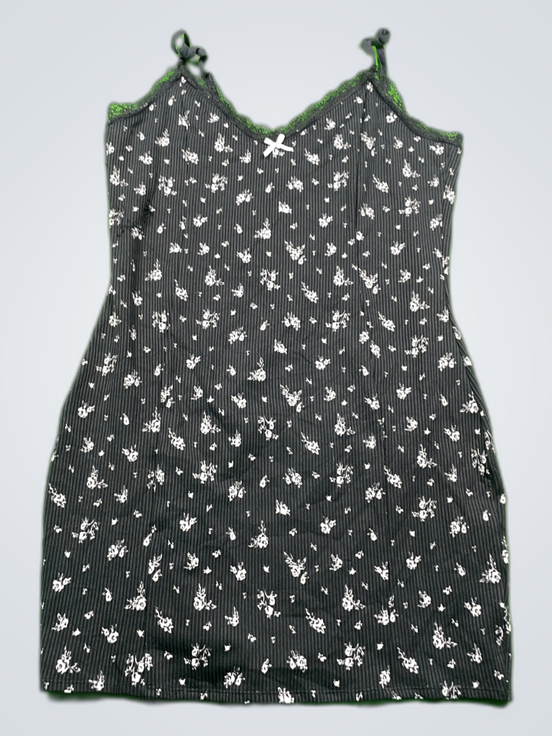 Divided Black Lace Trim Mini Dress