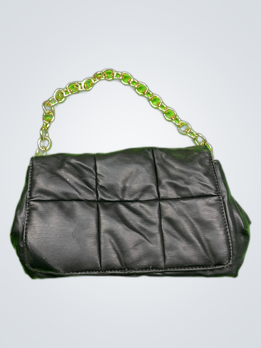 Borsa Puffer Nera con Tracolla a Catena