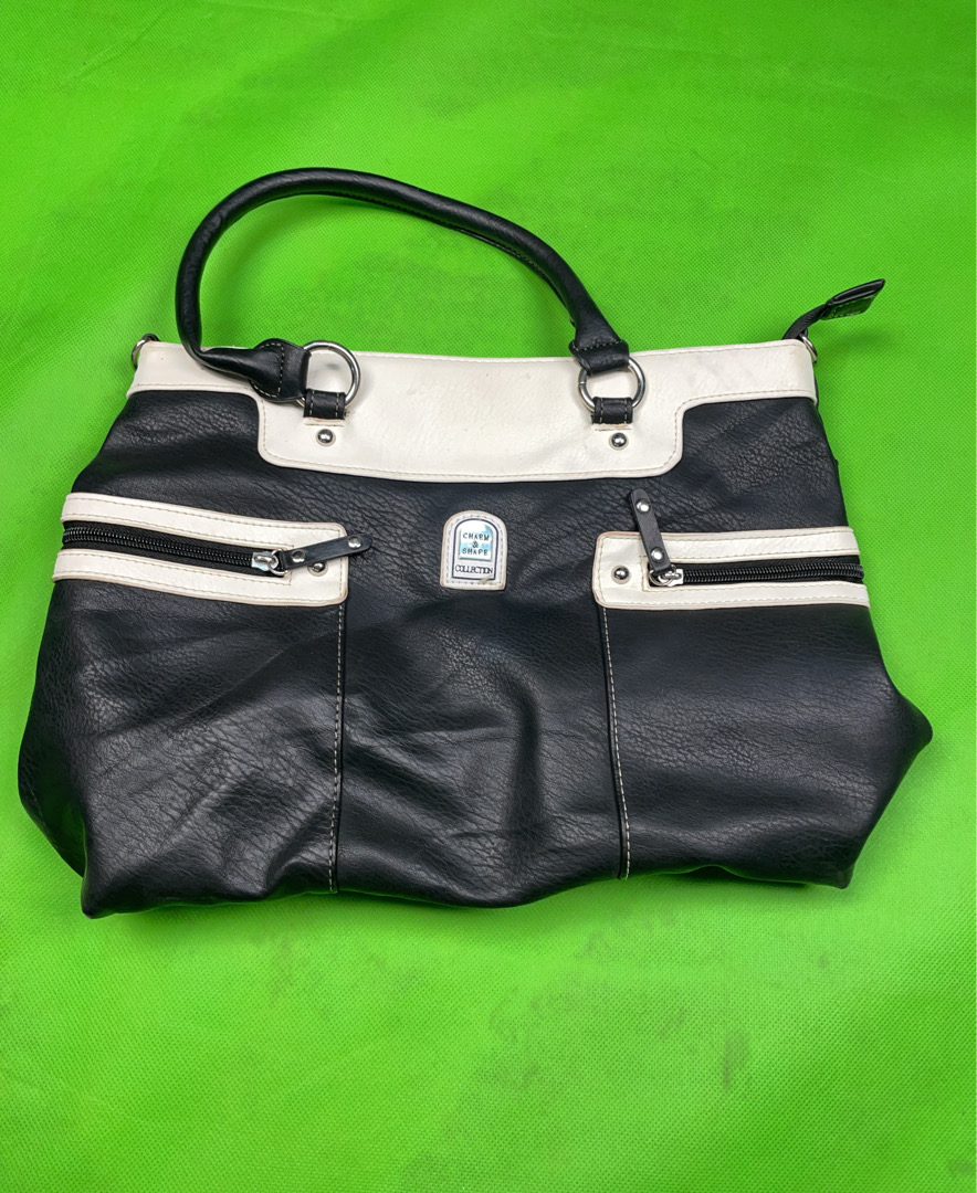 Black and White Leather Handbag