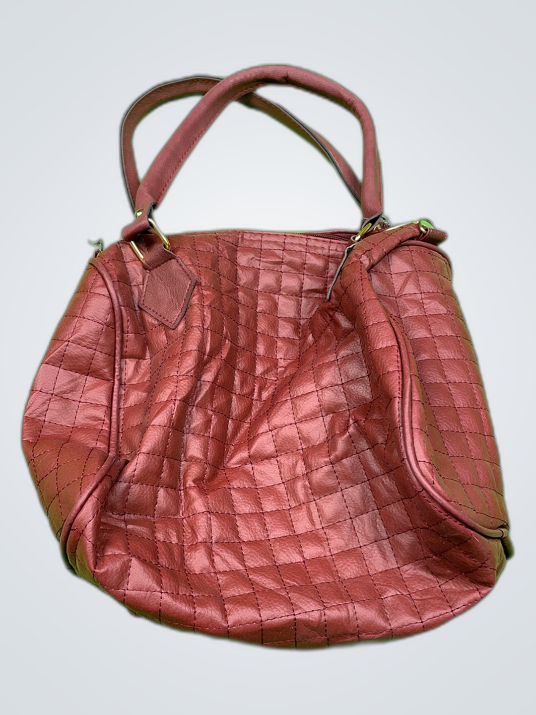 Brown Quilted Leather Tote Bag