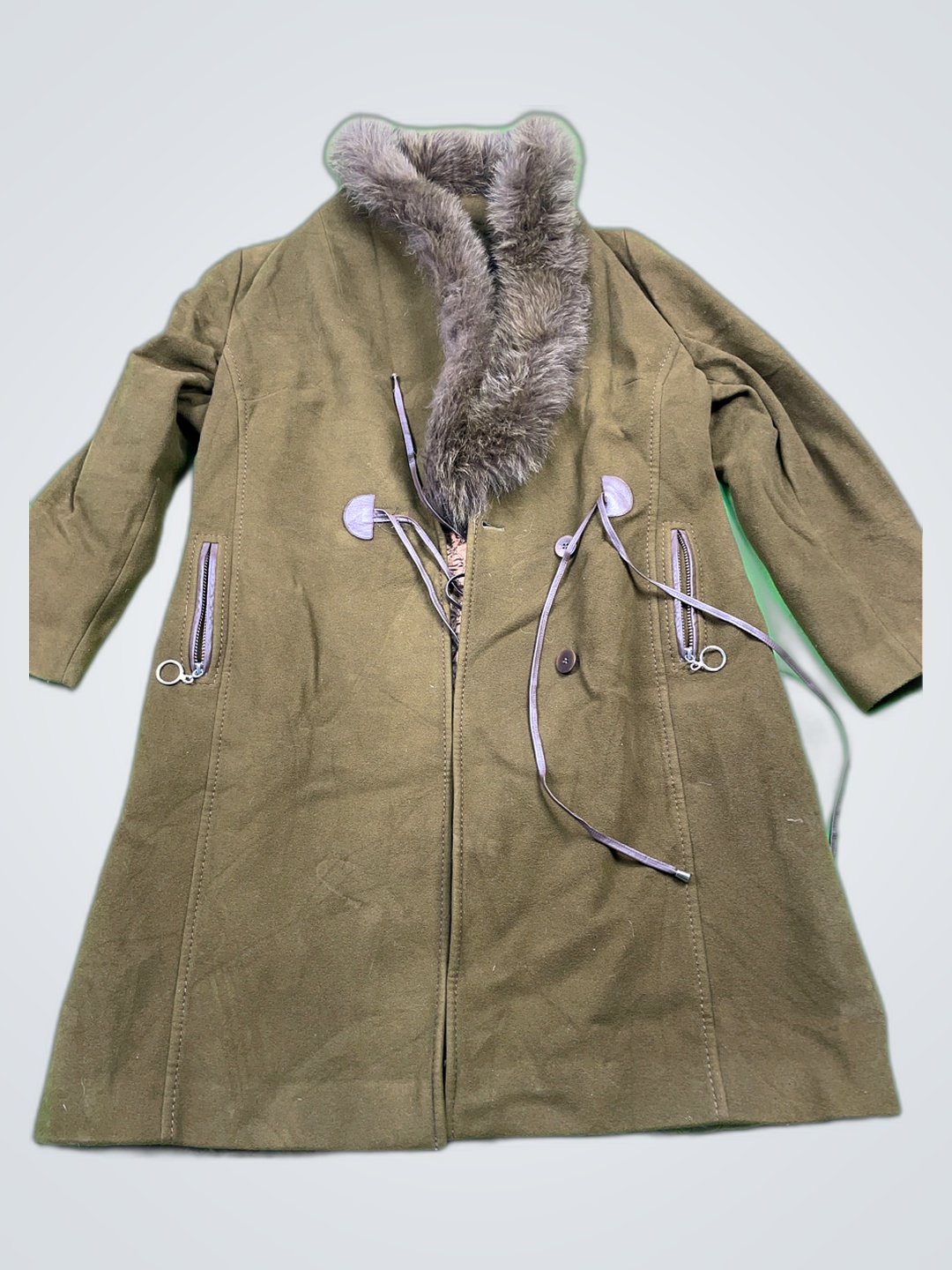 Bella Bicchi Green Fur-Lined Coat