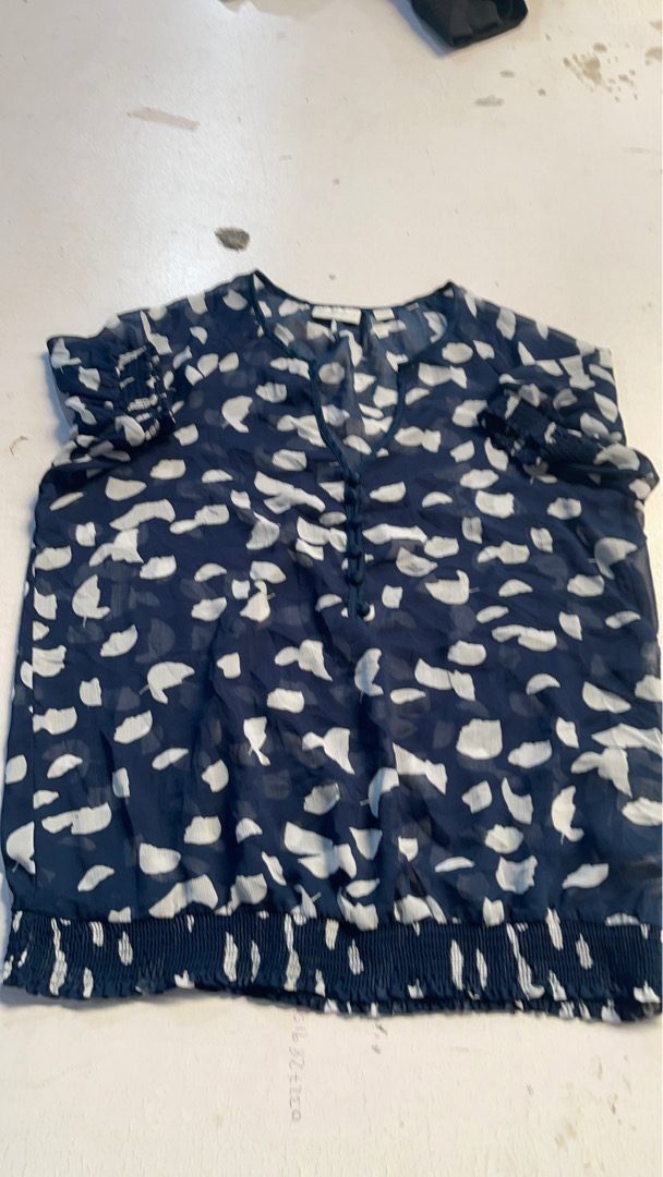 New York & Company Blue and White Print Blouse