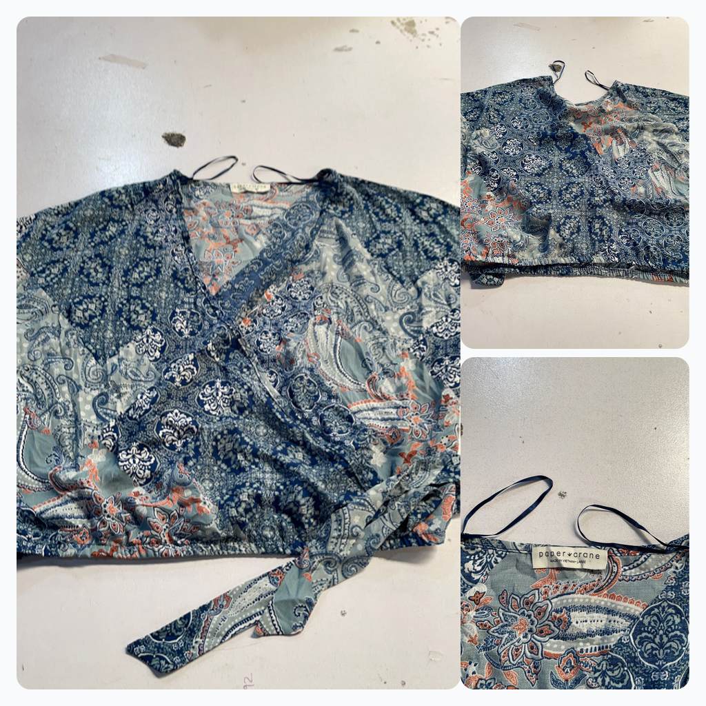 Paisley Print Tie-Front Blouse