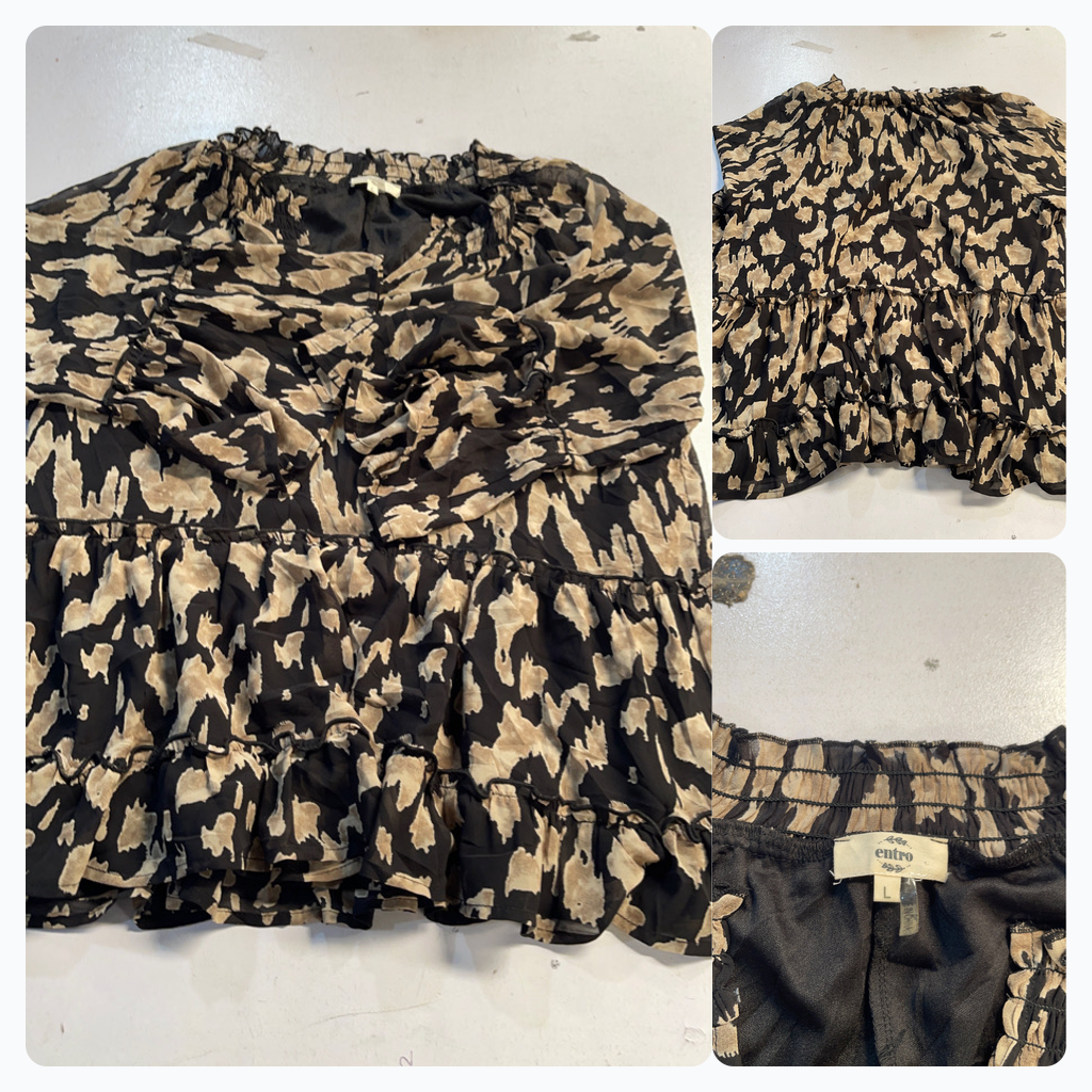 Entro Animal Print Tiered Ruffle Mini Dress