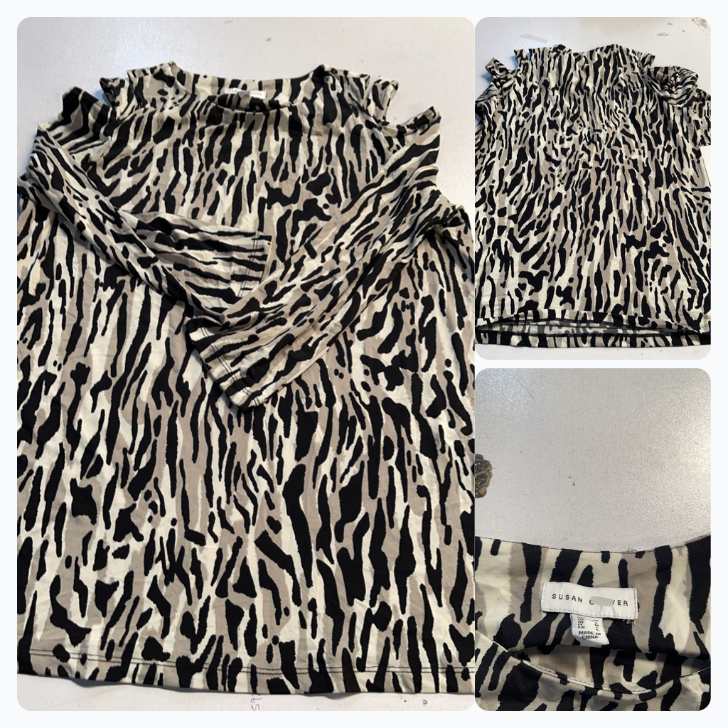 Susan Graver Animal Print Cold Shoulder Top