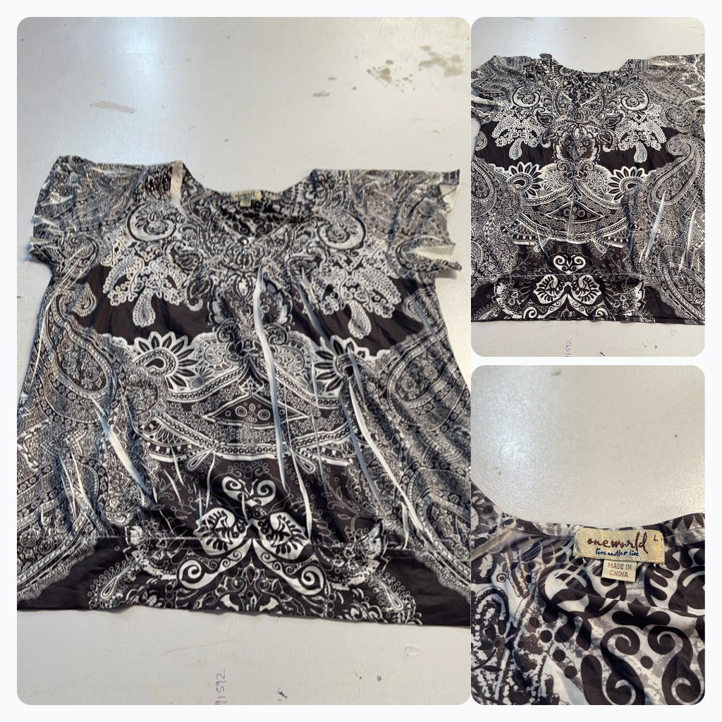 Women's Short Sleeve Paisley Print Top
