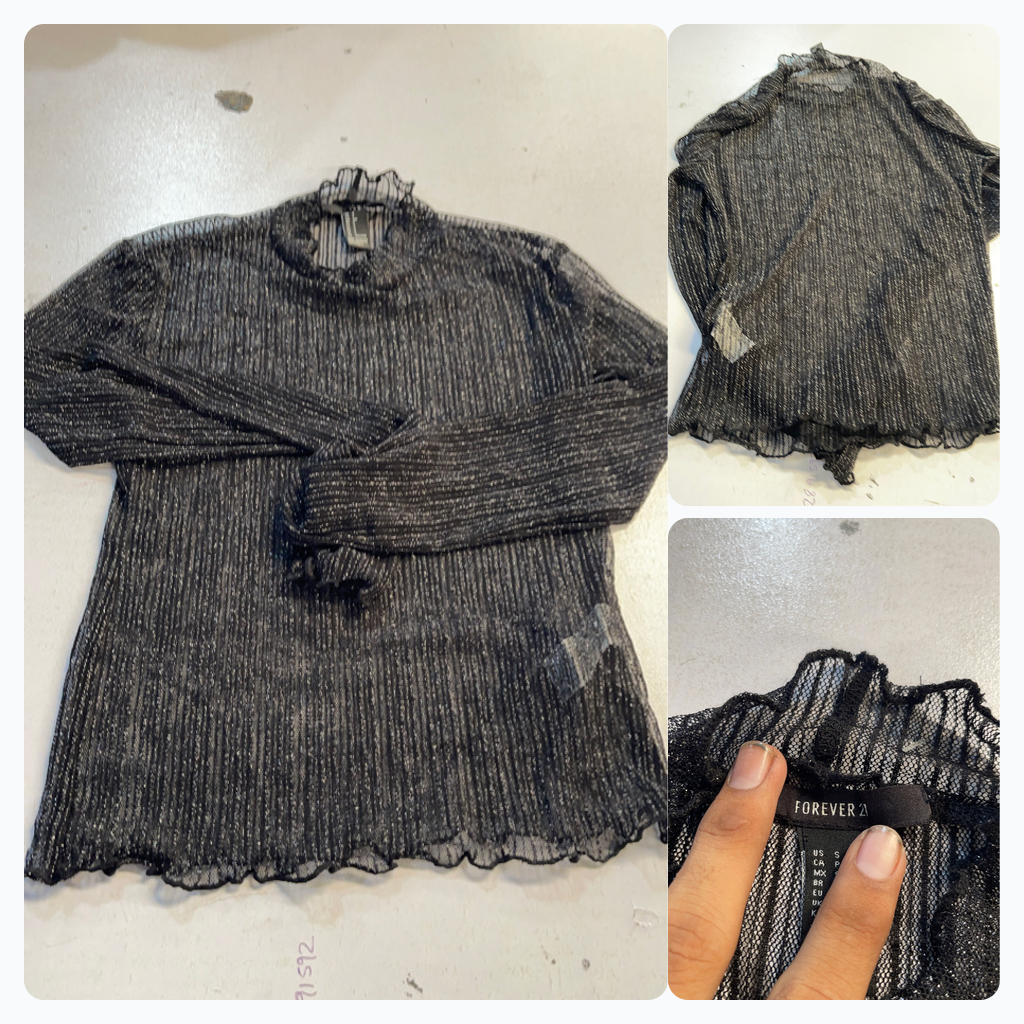 Forever 21 Black Metallic Long Sleeve Top