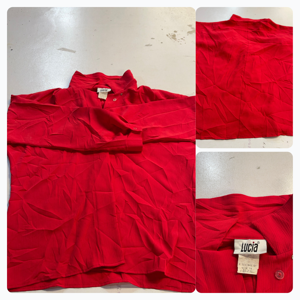 Lucia Red Long Sleeve Button Up Shirt