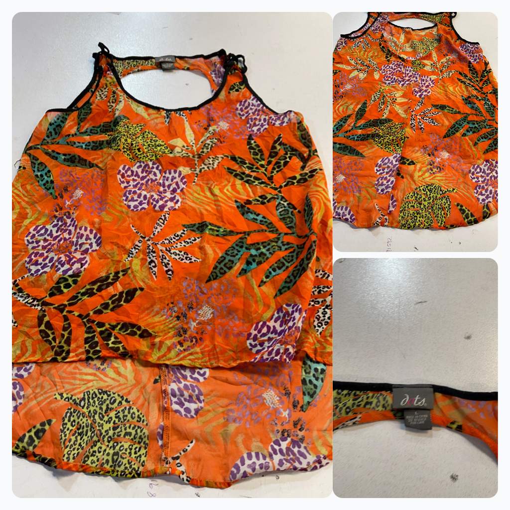 Orange Floral Print Tank Top