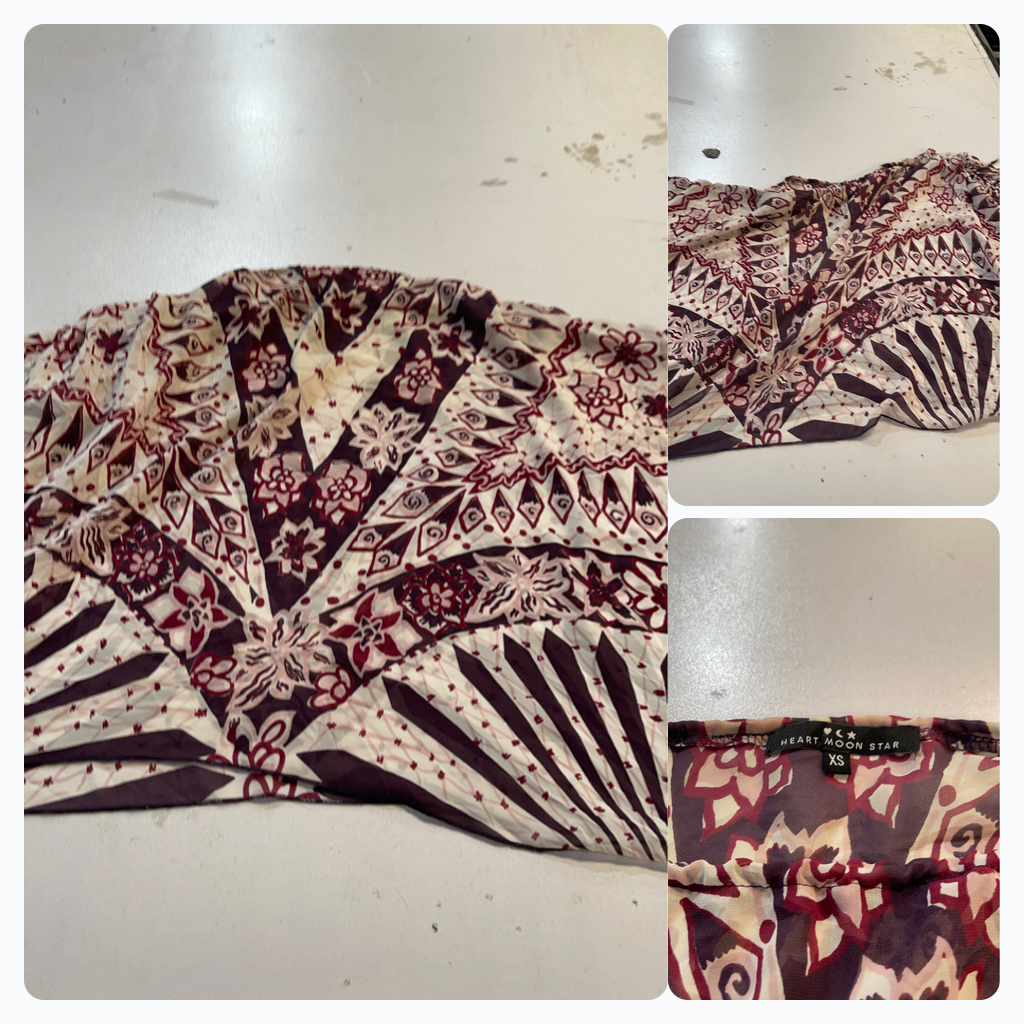Heart Moon Star Floral Print Top