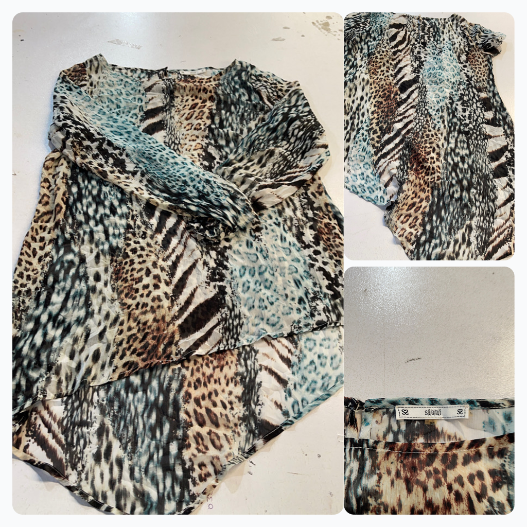 Animal Print Asymmetrical Blouse