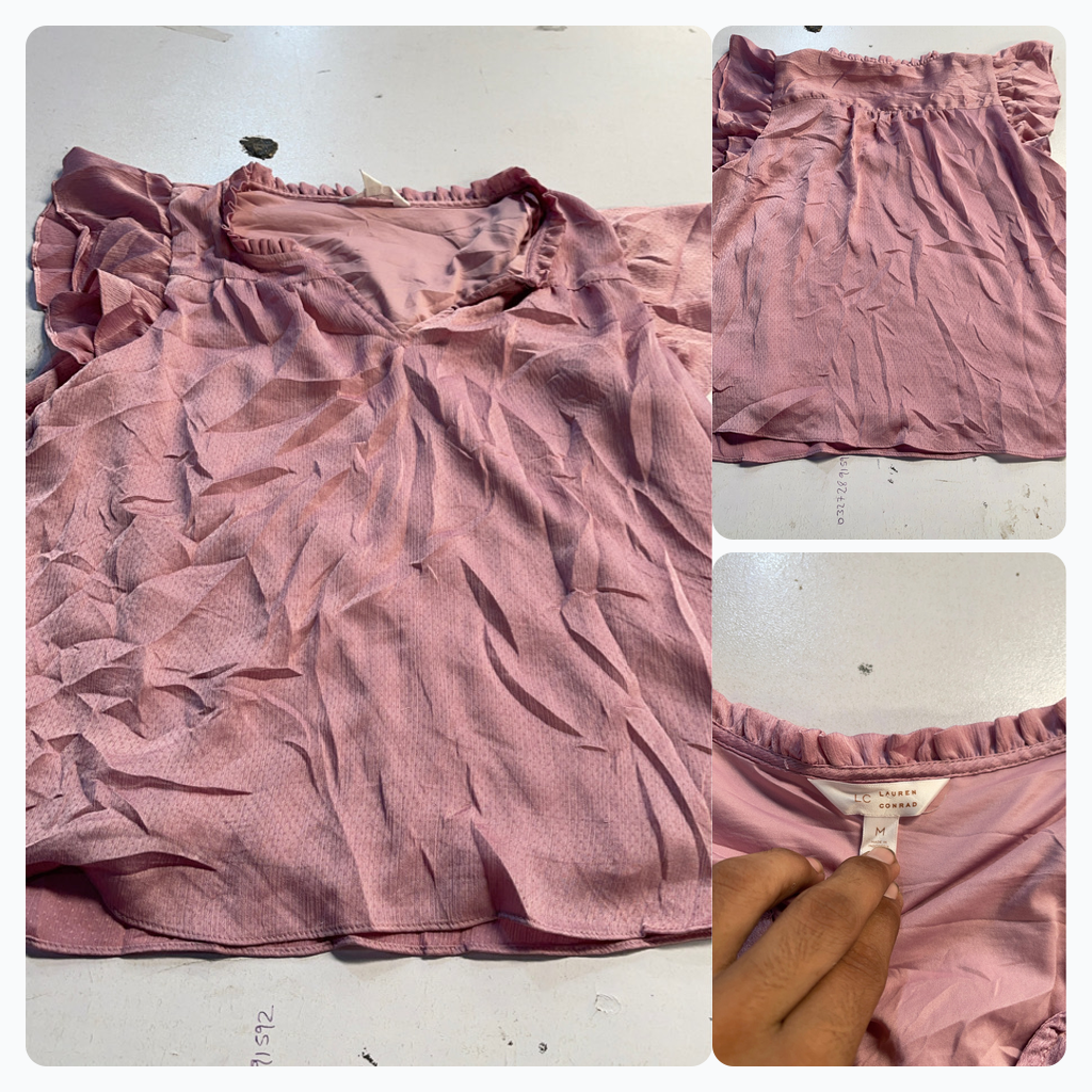 Lauren Conrad Pink Ruffle Sleeve Top
