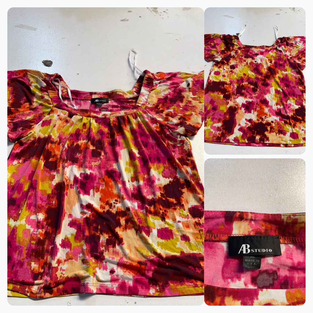 AB Studio Blusa con mangas de murciélago estampada