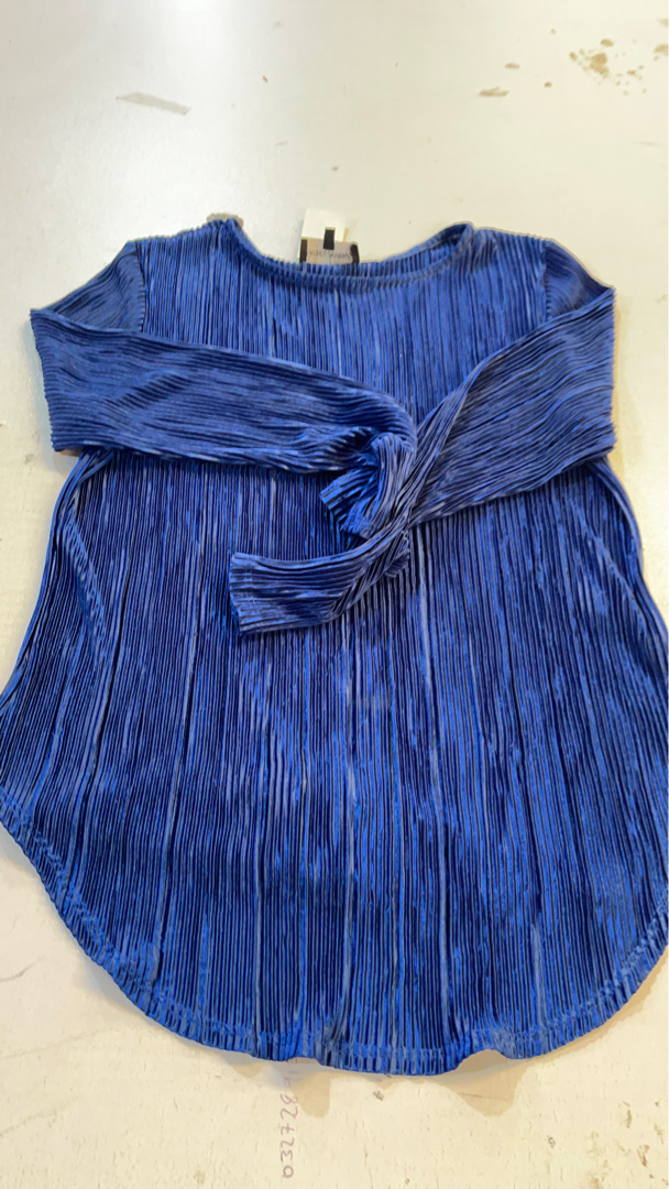 Camisola de Manga Longa Plissada Azul