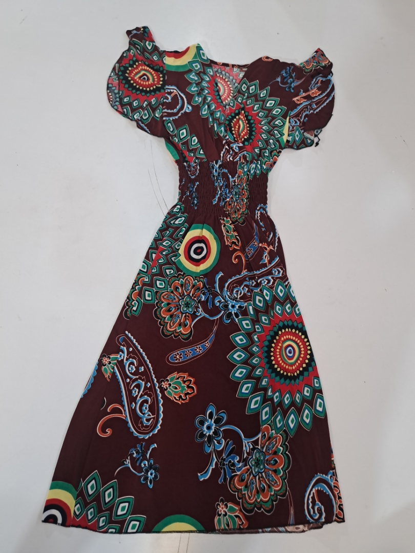 Brown Floral Print Maxi Dress